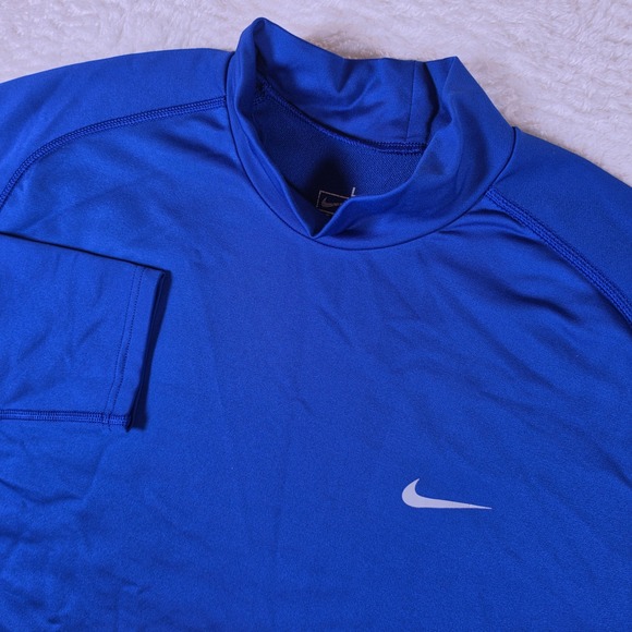 Nike Other - Vintage Nike FIT Team Mens L Royal Blue Spandex Mock Neck L/S Athletic Top